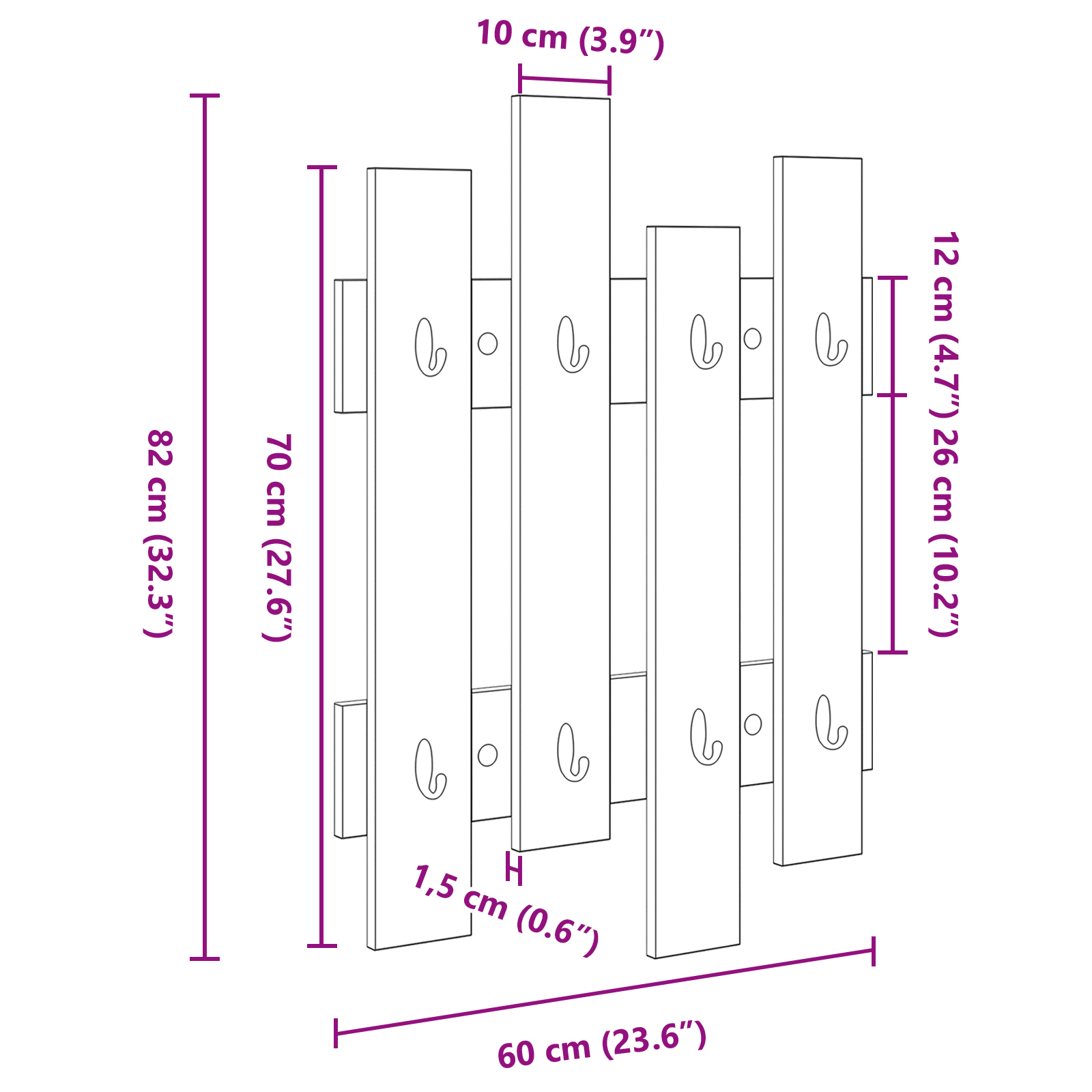 Răcător de paltoane montat pe perete cu depozitare Stejar negru GartenMobel Dekor