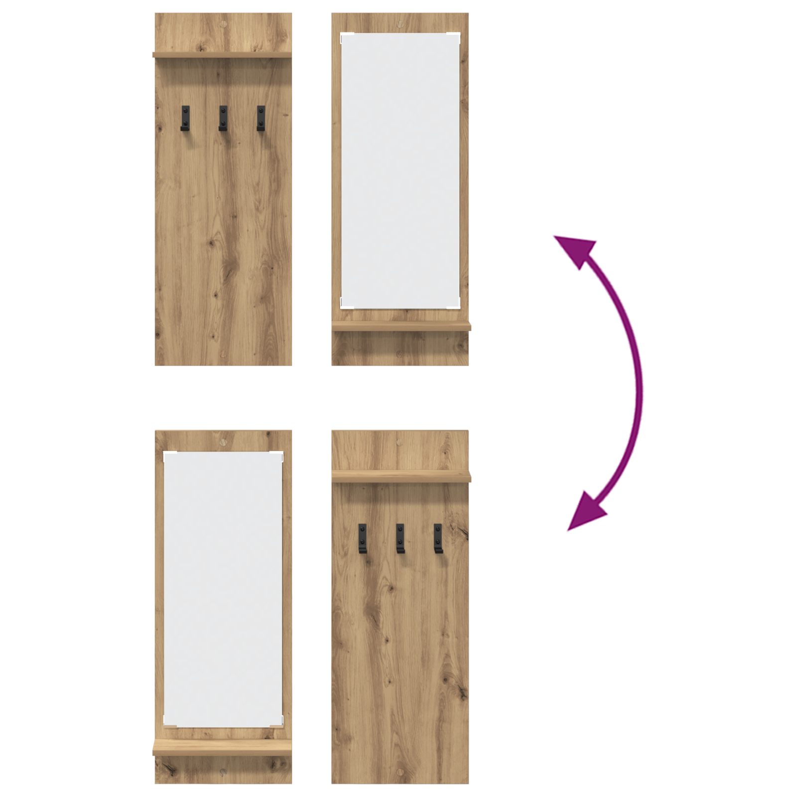 Răcător de paltoane montat pe perete cu raft Stejar artisanal GartenMobel Dekor