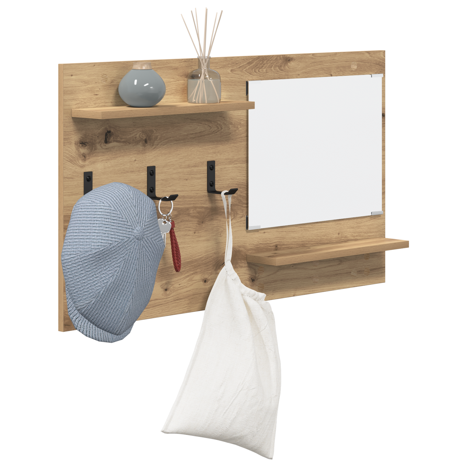 Răcător de paltoane montat pe perete cu raft Stejar artisanal GartenMobel Dekor