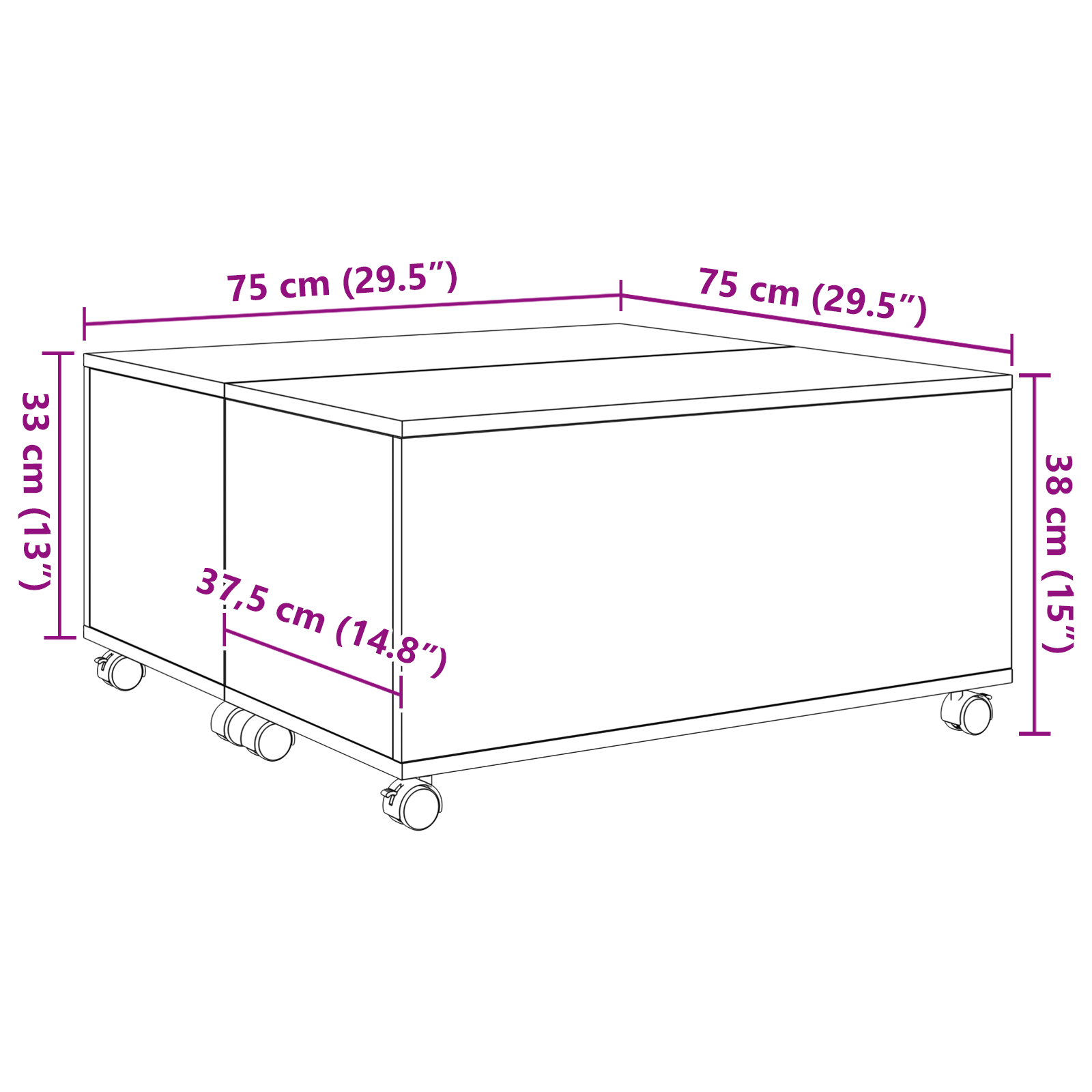 Masă de cafea Stejar negru 75 x 75 x 38 cm Lemn compozit GartenMobel Dekor
