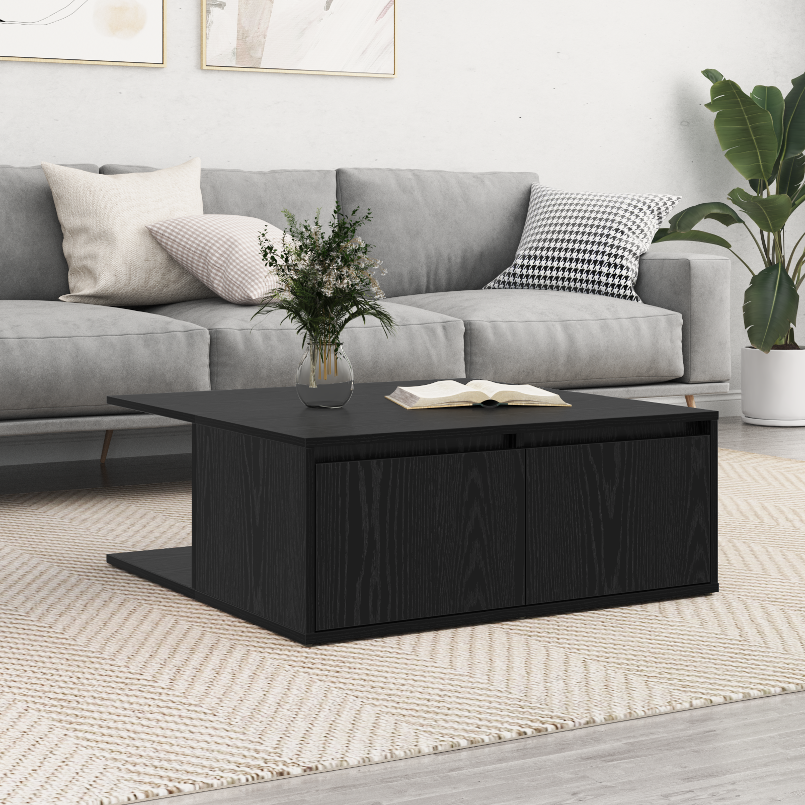 Masă de cafea Stejar negru 80 x 80 x 31 cm Lemn compozit GartenMobel Dekor