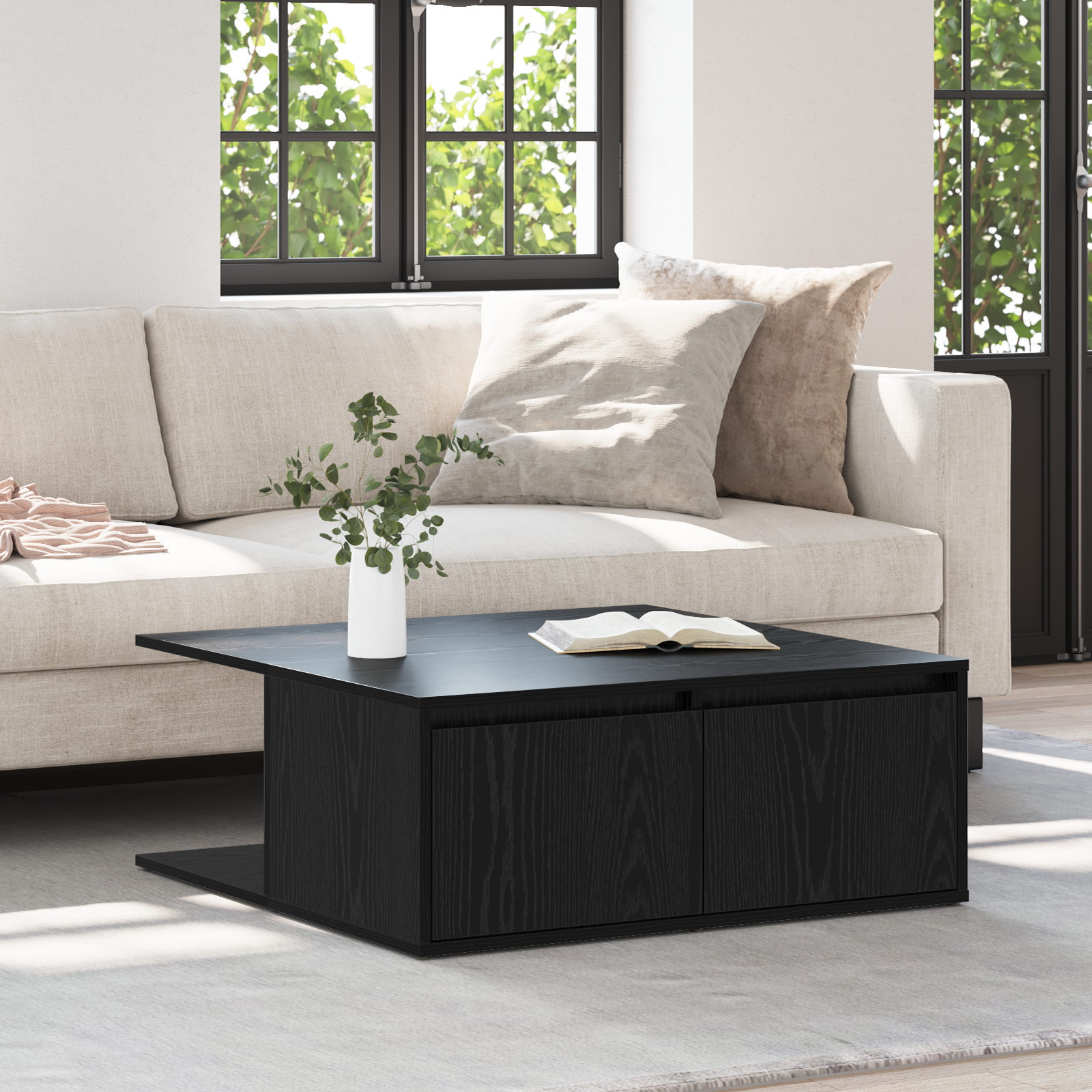 Masă de cafea Stejar negru 80 x 80 x 31 cm Lemn compozit GartenMobel Dekor
