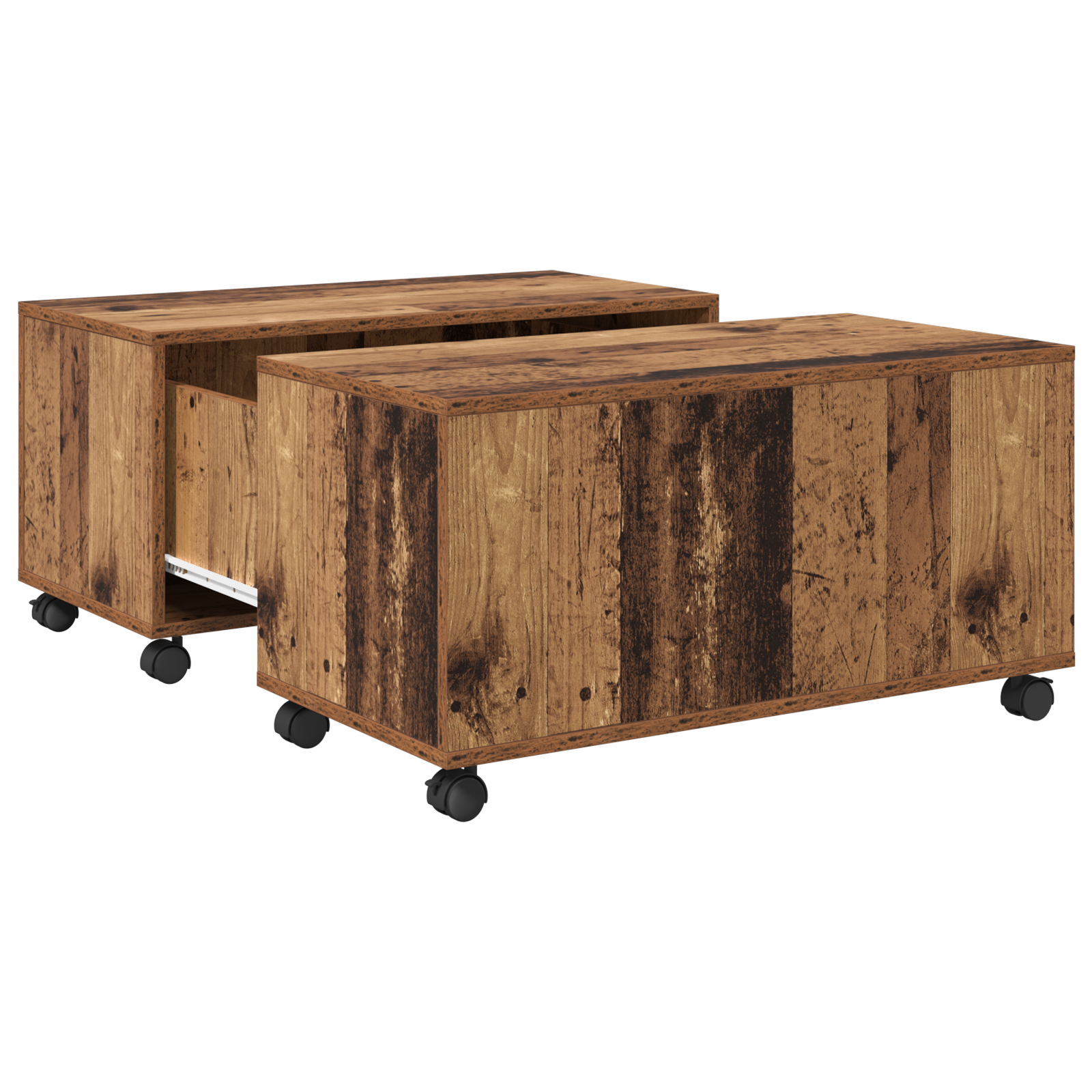 Masă de cafea cu roata Lemn vechi 75 x 75 x 38 cm Lemn compozit GartenMobel Dekor