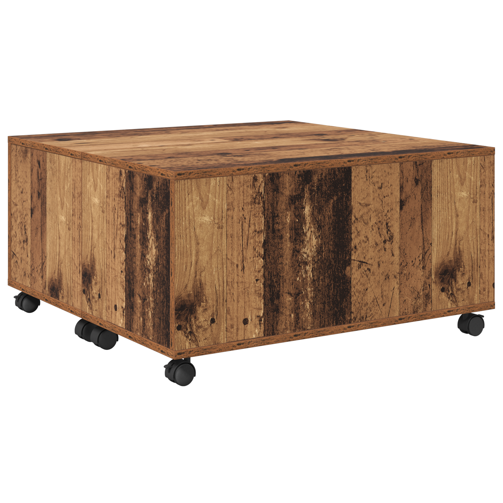 Masă de cafea cu roata Lemn vechi 75 x 75 x 38 cm Lemn compozit GartenMobel Dekor