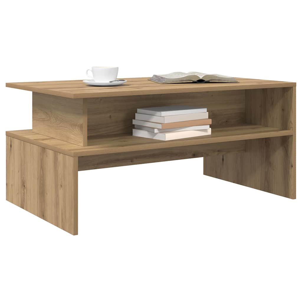 Masă de cafea stejar artizanal 90 x 55 x 42.5 cm Lemn compozit GartenMobel Dekor