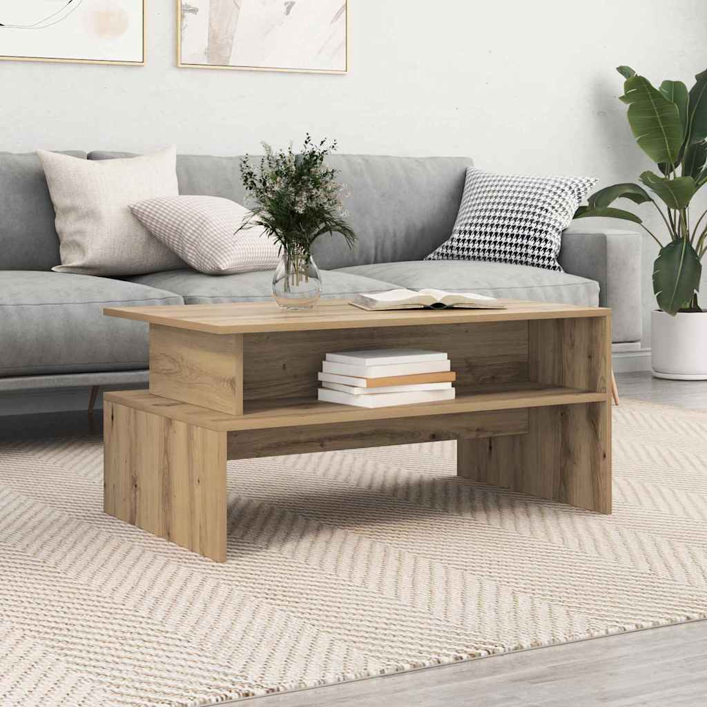 Masă de cafea stejar artizanal 90 x 55 x 42.5 cm Lemn compozit GartenMobel Dekor