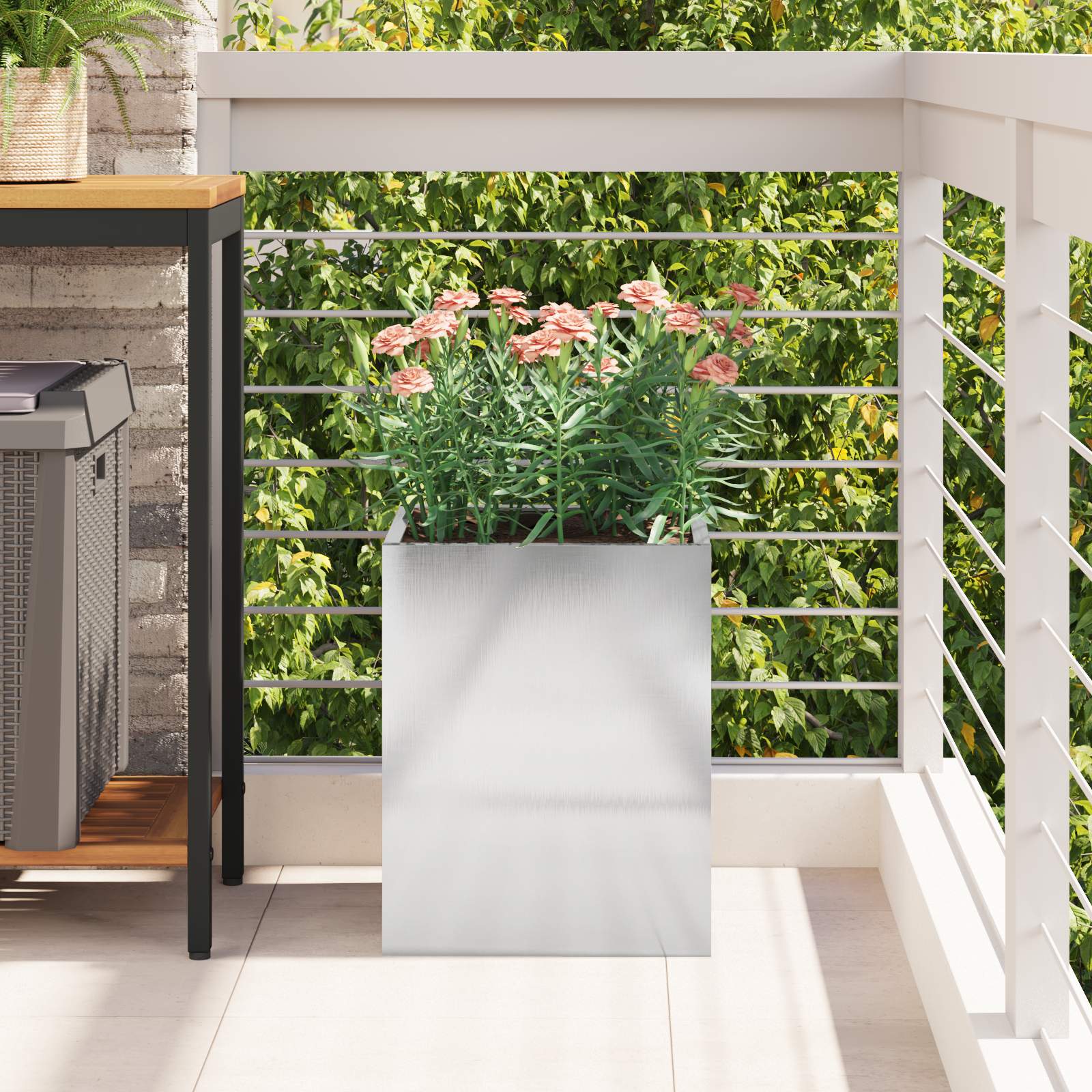 Vază pentru Grădină Argintiu 50 x 32 x 40 cm Oțel inoxidabil GartenMobel Dekor