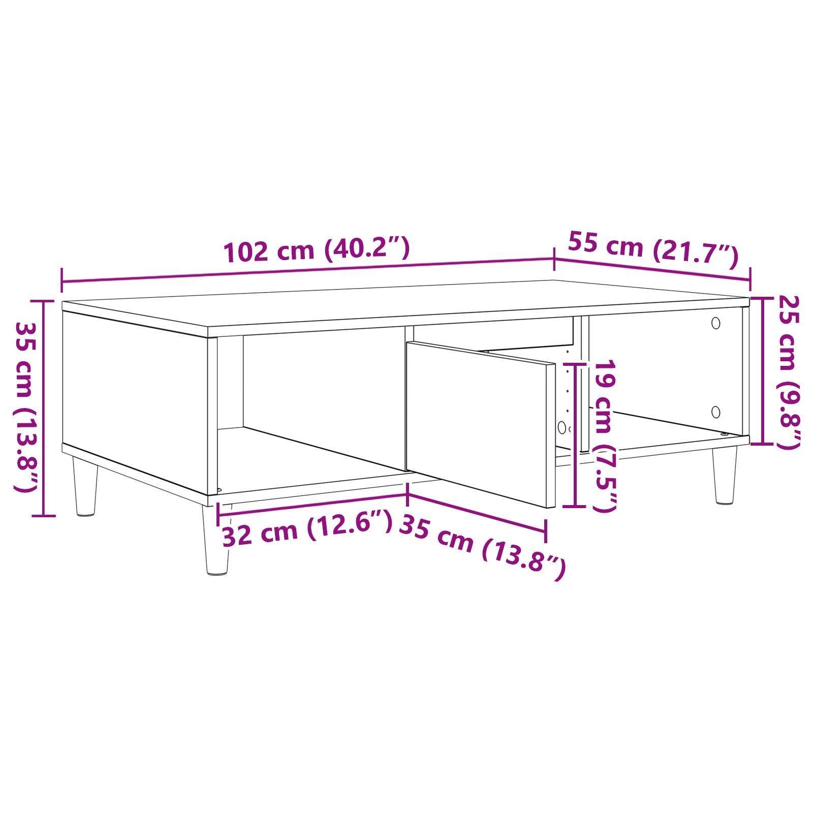 cu depozitare cu ușă Stejar sonoma 103.5 x 60 x 35 cm Lemn compozit GartenMobel Dekor