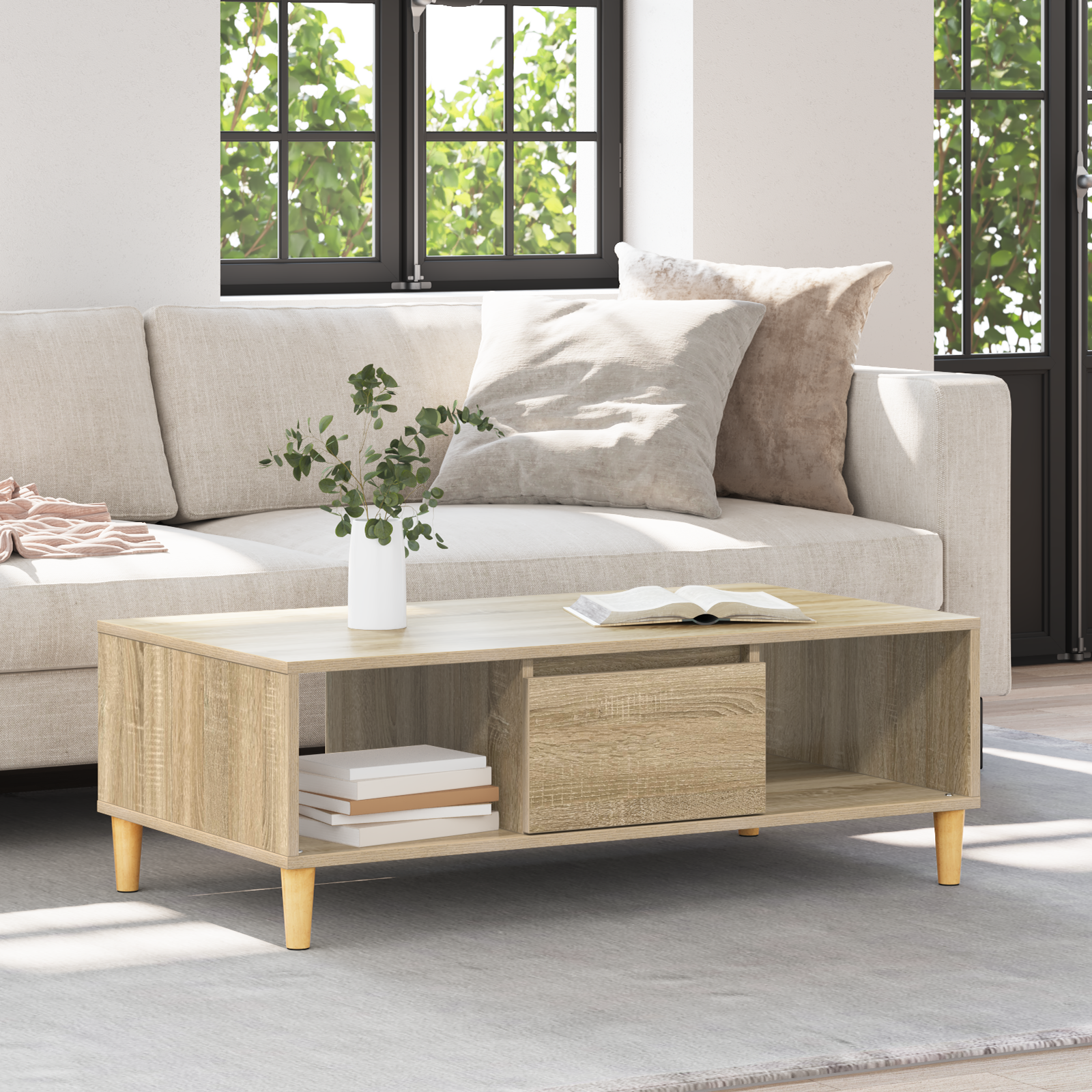 cu depozitare cu ușă Stejar sonoma 103.5 x 60 x 35 cm Lemn compozit GartenMobel Dekor