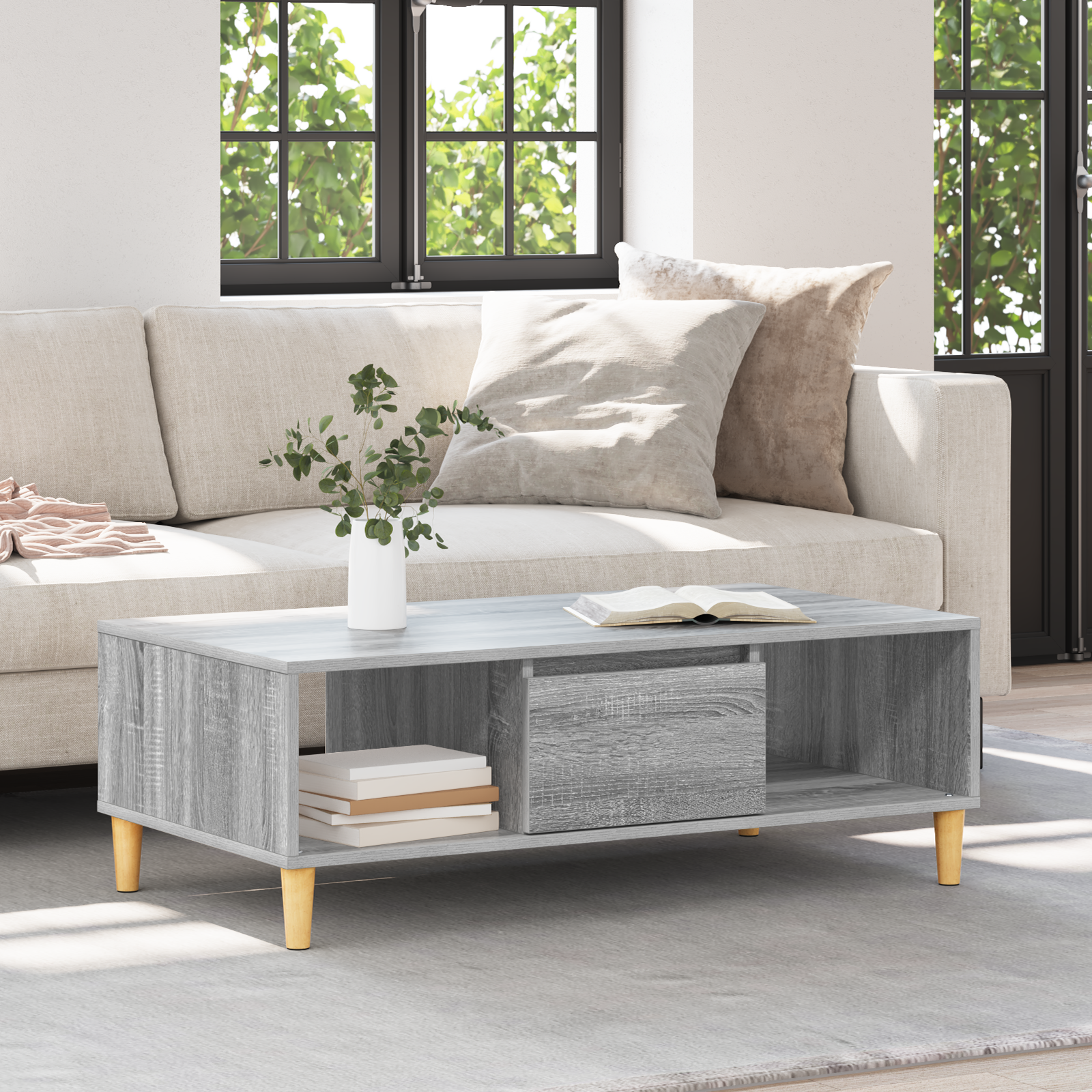 cu depozitare cu ușă sonoma gri 103.5 x 60 x 35 cm Lemn compozit GartenMobel Dekor