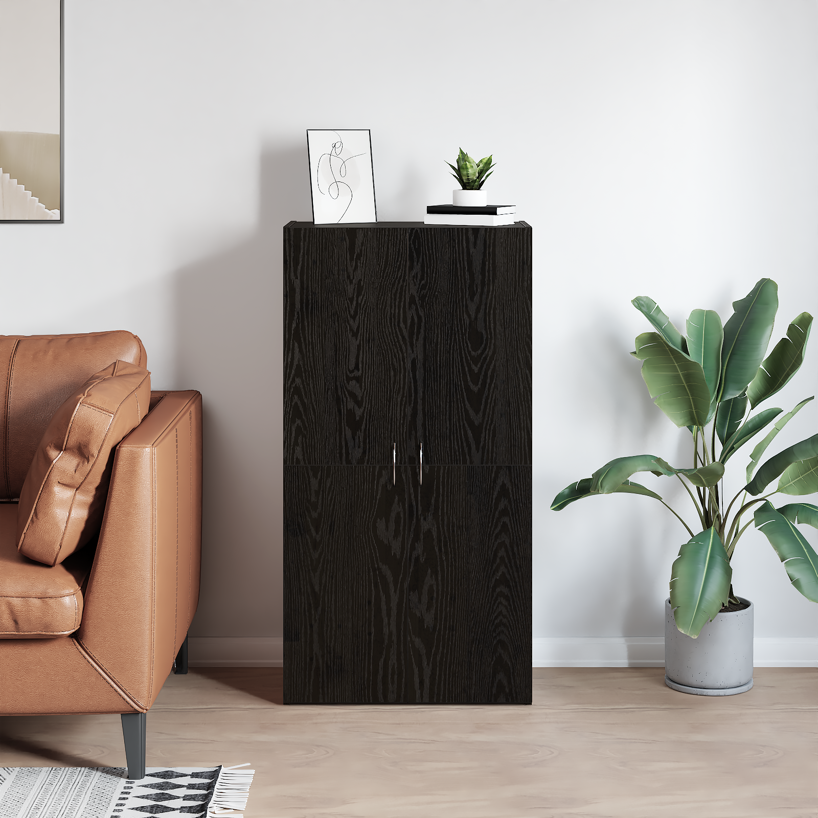 Dulap de birou Stejar negru 60 x 32 x 115 cm Lemn compozit GartenMobel Dekor