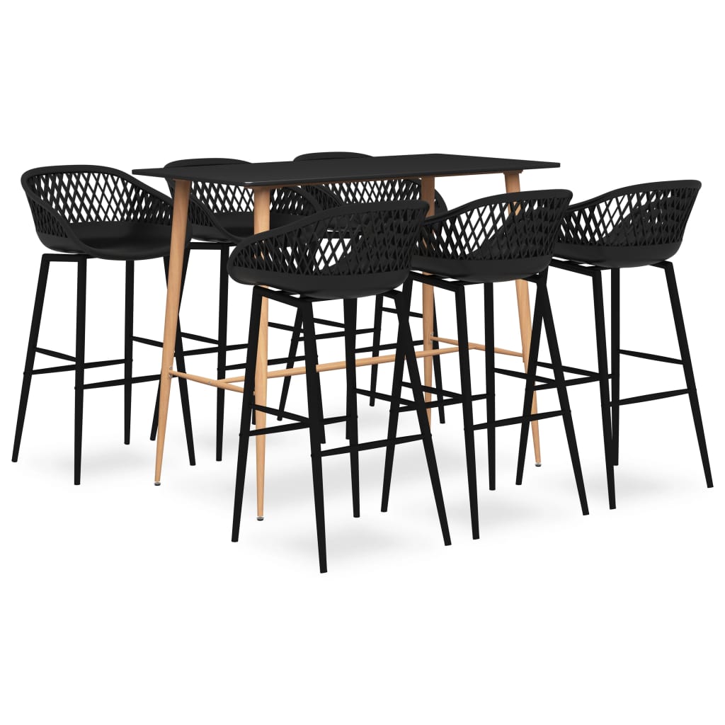 Set mobilier de bar, 7 piese, negru GartenMobel Dekor