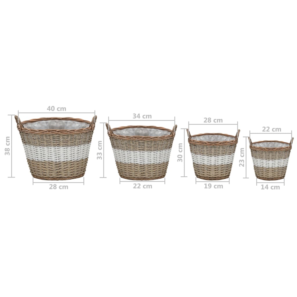 Strat înălțat, 4 buc., răchită cu căptușeală PE GartenMobel Dekor