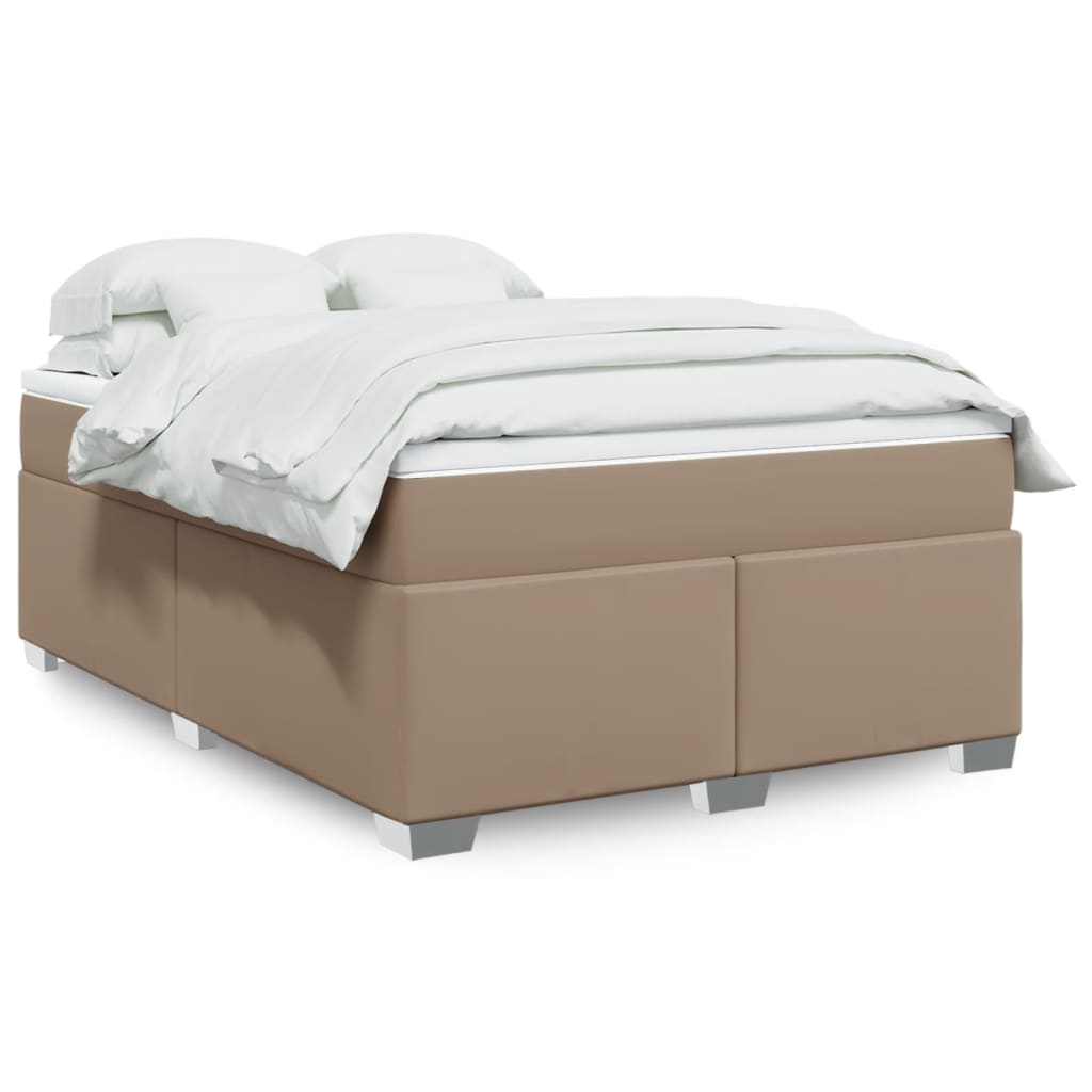 Pat box spring cu saltea, cappuccino, 160x200cm piele ecologică GartenMobel Dekor