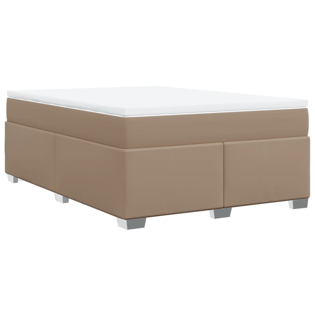 Pat box spring cu saltea, cappuccino, 160x200cm piele ecologică GartenMobel Dekor