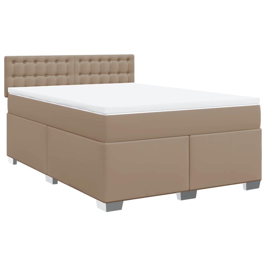Pat box spring cu saltea, cappuccino, 160x200cm piele ecologică GartenMobel Dekor