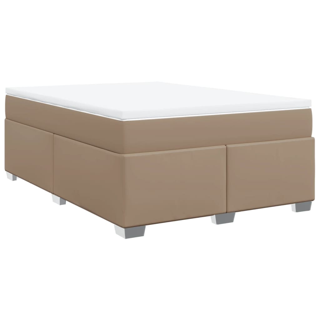 Pat box spring cu saltea, cappuccino, 160x200cm piele ecologică GartenMobel Dekor