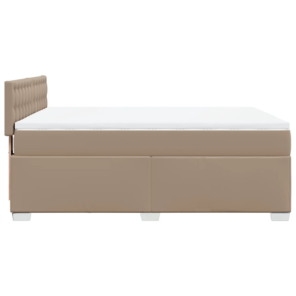 Pat box spring cu saltea, cappuccino, 160x200cm piele ecologică GartenMobel Dekor