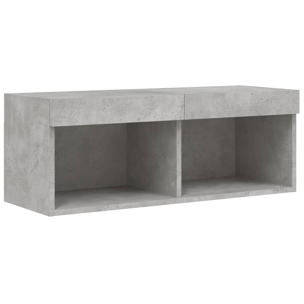 Unități TV de perete cu LED-uri 4 piese gri beton lemn compozit GartenMobel Dekor