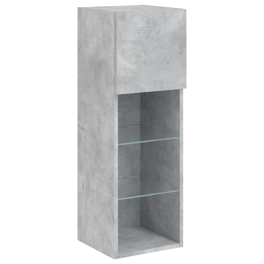 Unități TV de perete cu LED-uri 4 piese gri beton lemn compozit GartenMobel Dekor