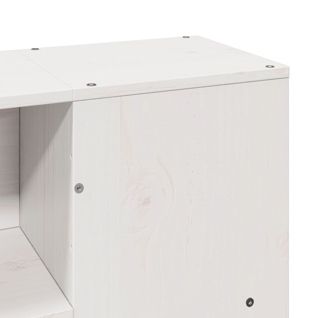 Pat cu bibliotecă fără saltea, alb, 135x190 cm, lemn masiv GartenMobel Dekor