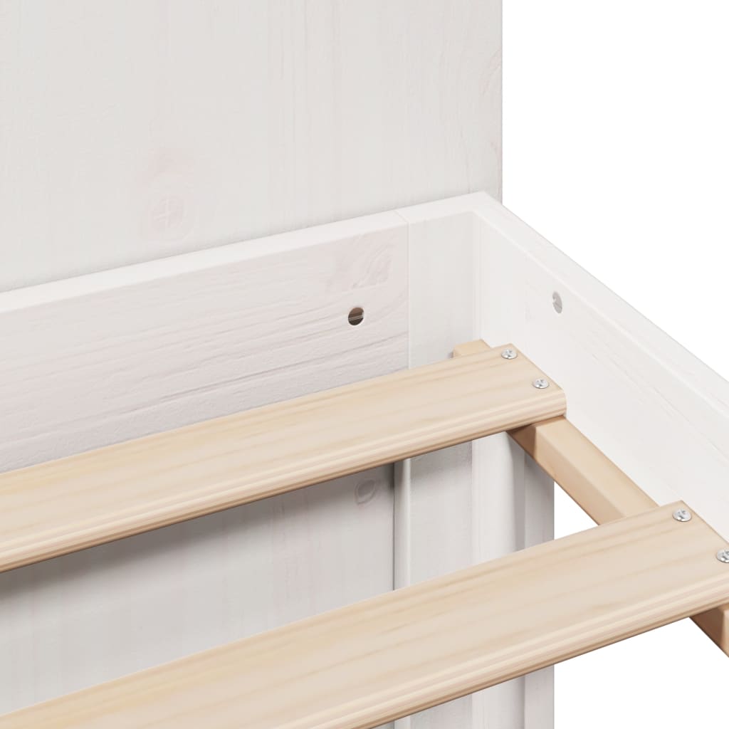 Pat cu bibliotecă fără saltea, alb, 135x190 cm, lemn masiv pin GartenMobel Dekor