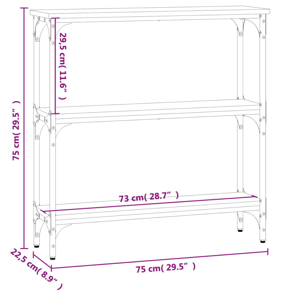 Masă consolă, stejar sonoma, 75x22,5x75 cm, lemn prelucrat GartenMobel Dekor