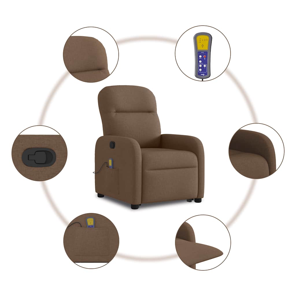 Fotoliu de masaj rabatabil cu ridicare, maro, textil GartenMobel Dekor