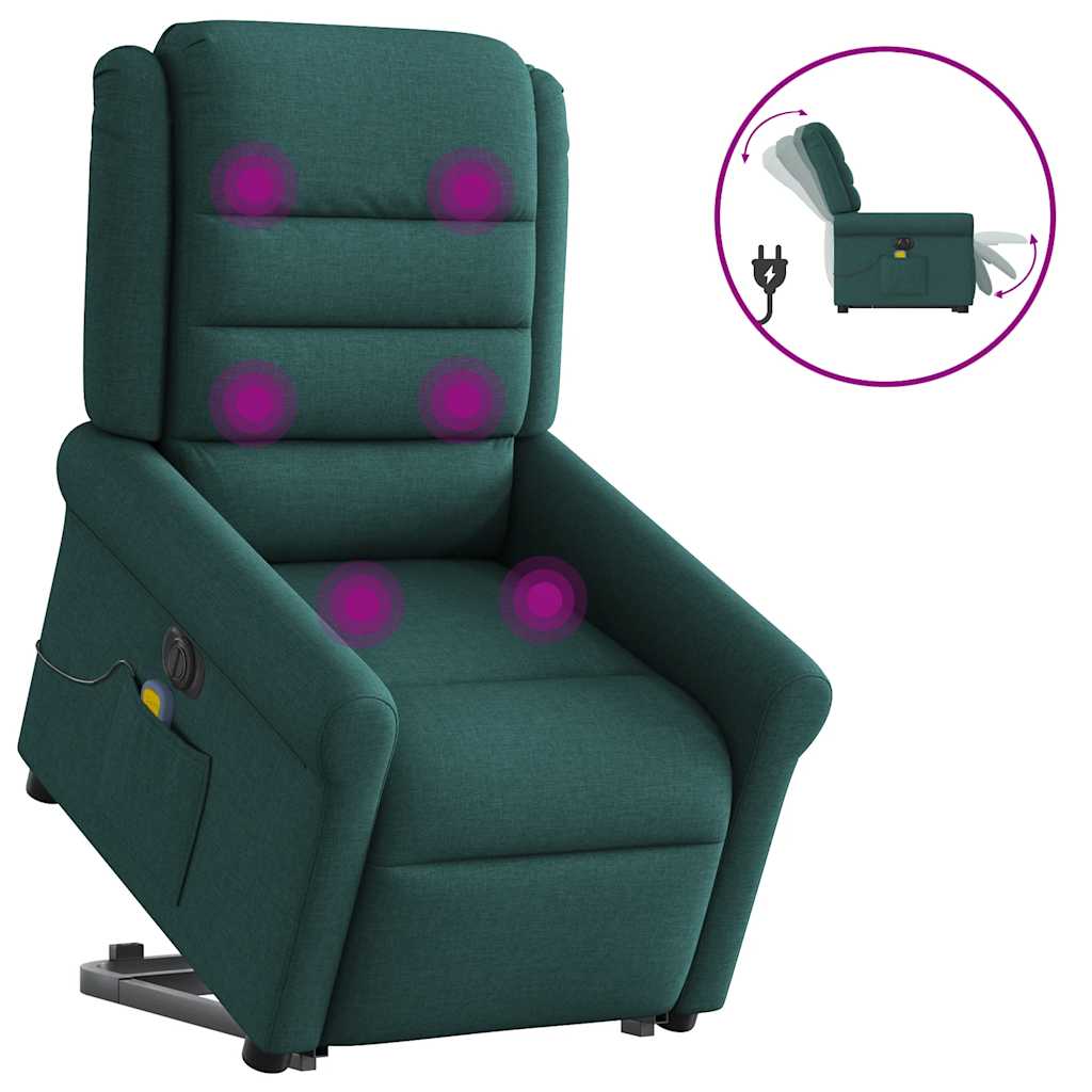 Fotoliu electric masaj rabatabil / ridicare verde închis textil GartenMobel Dekor