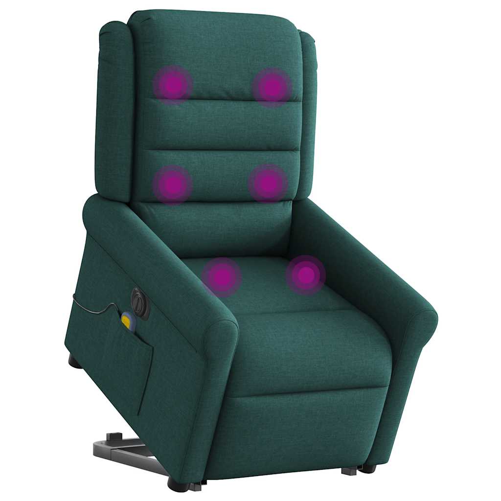 Fotoliu electric masaj rabatabil / ridicare verde închis textil GartenMobel Dekor