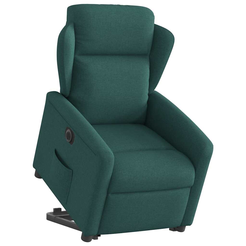 Fotoliu electric rabatabil cu ridicare, verde închis, textil GartenMobel Dekor