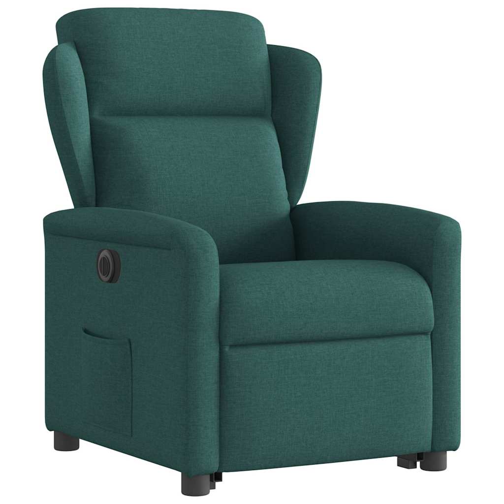 Fotoliu electric rabatabil cu ridicare, verde închis, textil GartenMobel Dekor