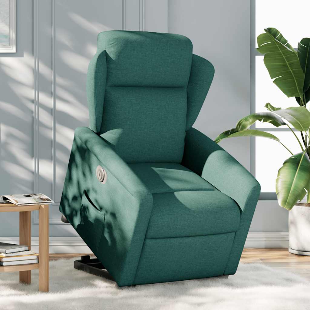 Fotoliu electric rabatabil cu ridicare, verde închis, textil GartenMobel Dekor
