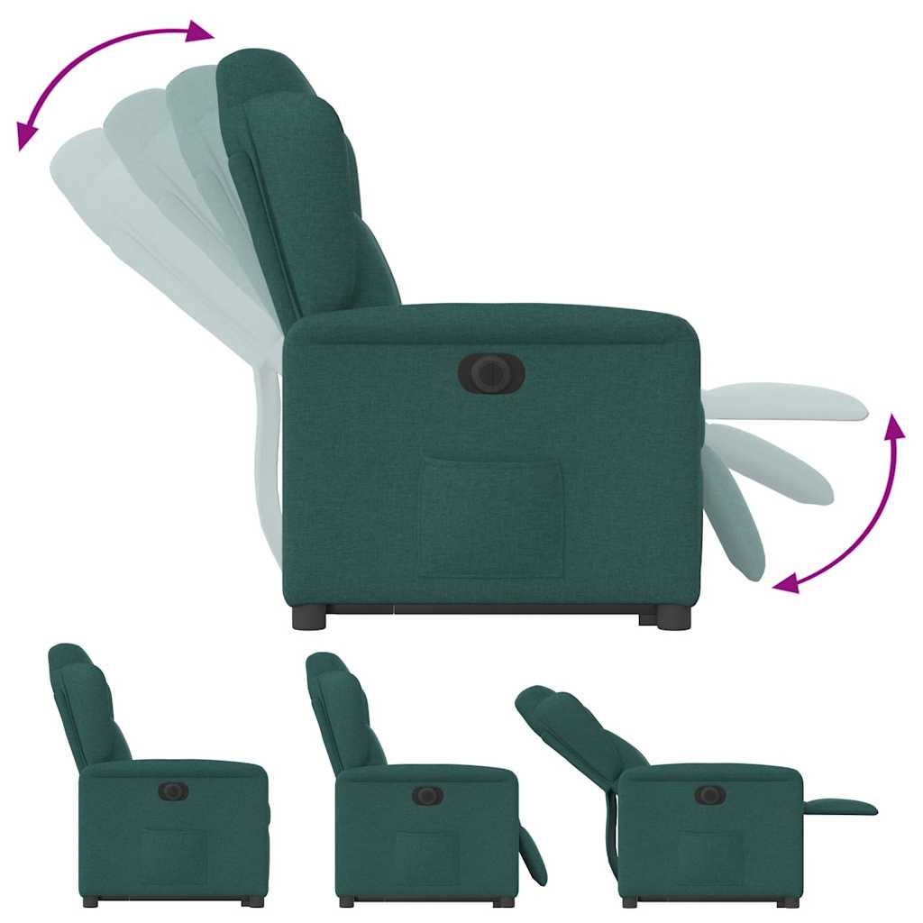 Fotoliu electric rabatabil cu ridicare, verde închis, textil GartenMobel Dekor