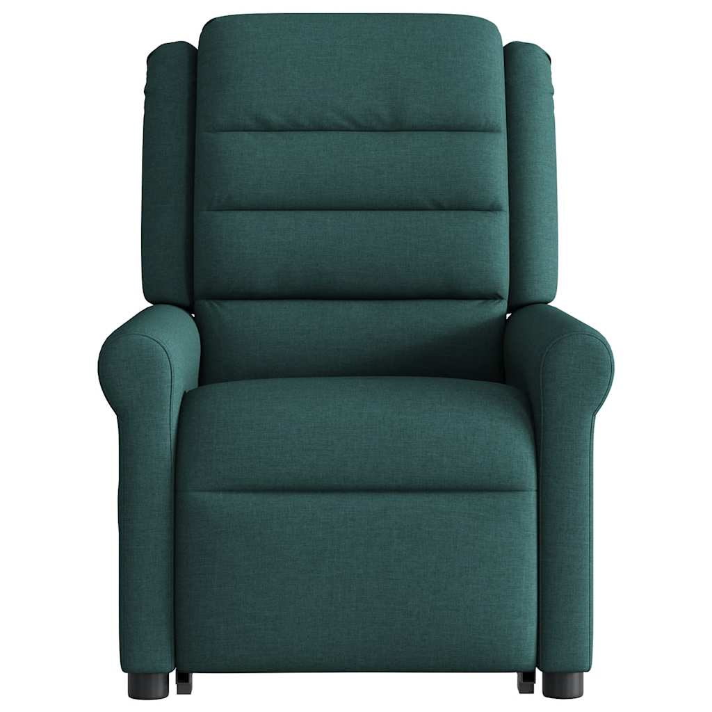 Fotoliu rabatabil de masaj, cu ridicare, verde închis, textil GartenMobel Dekor