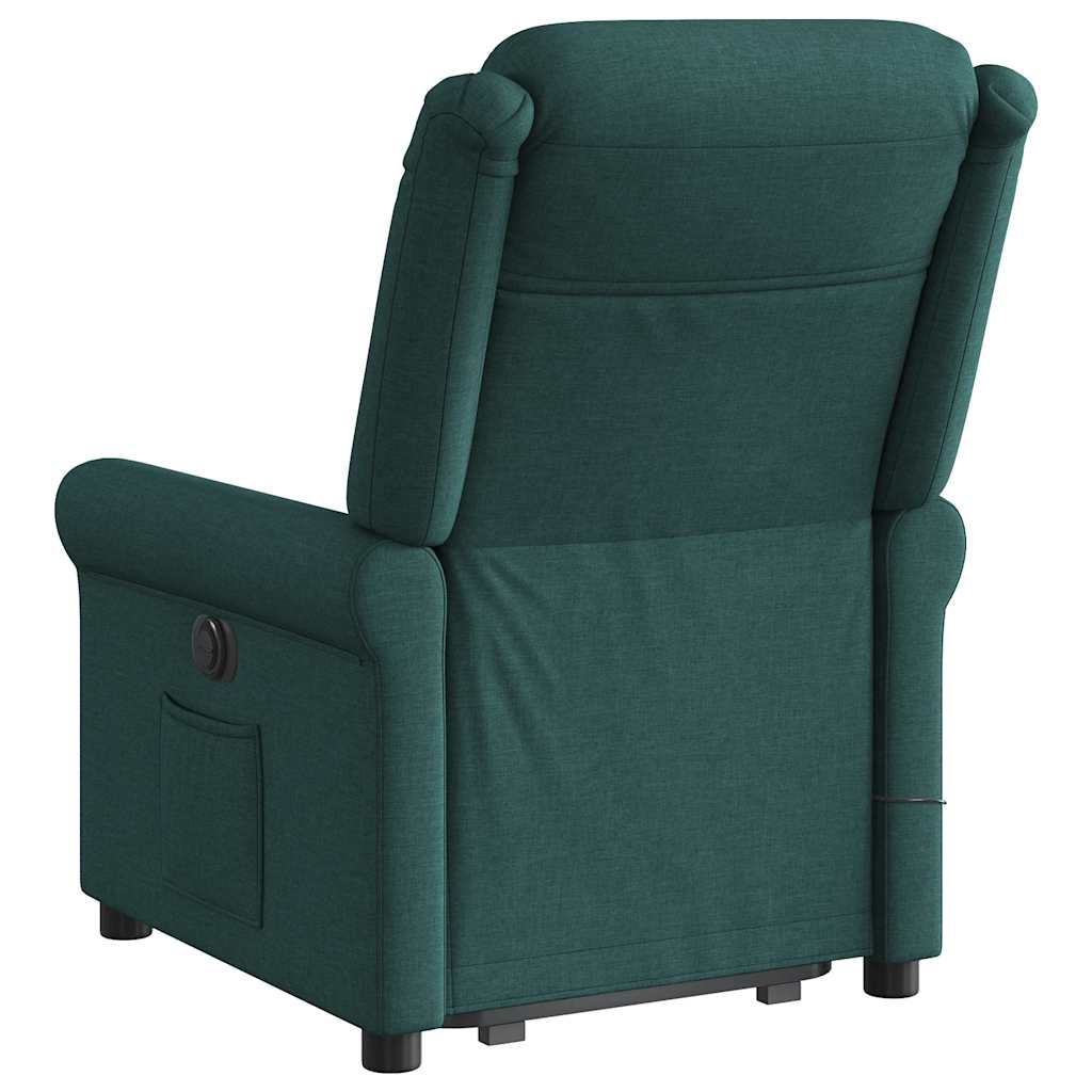 Fotoliu rabatabil de masaj, cu ridicare, verde închis, textil GartenMobel Dekor