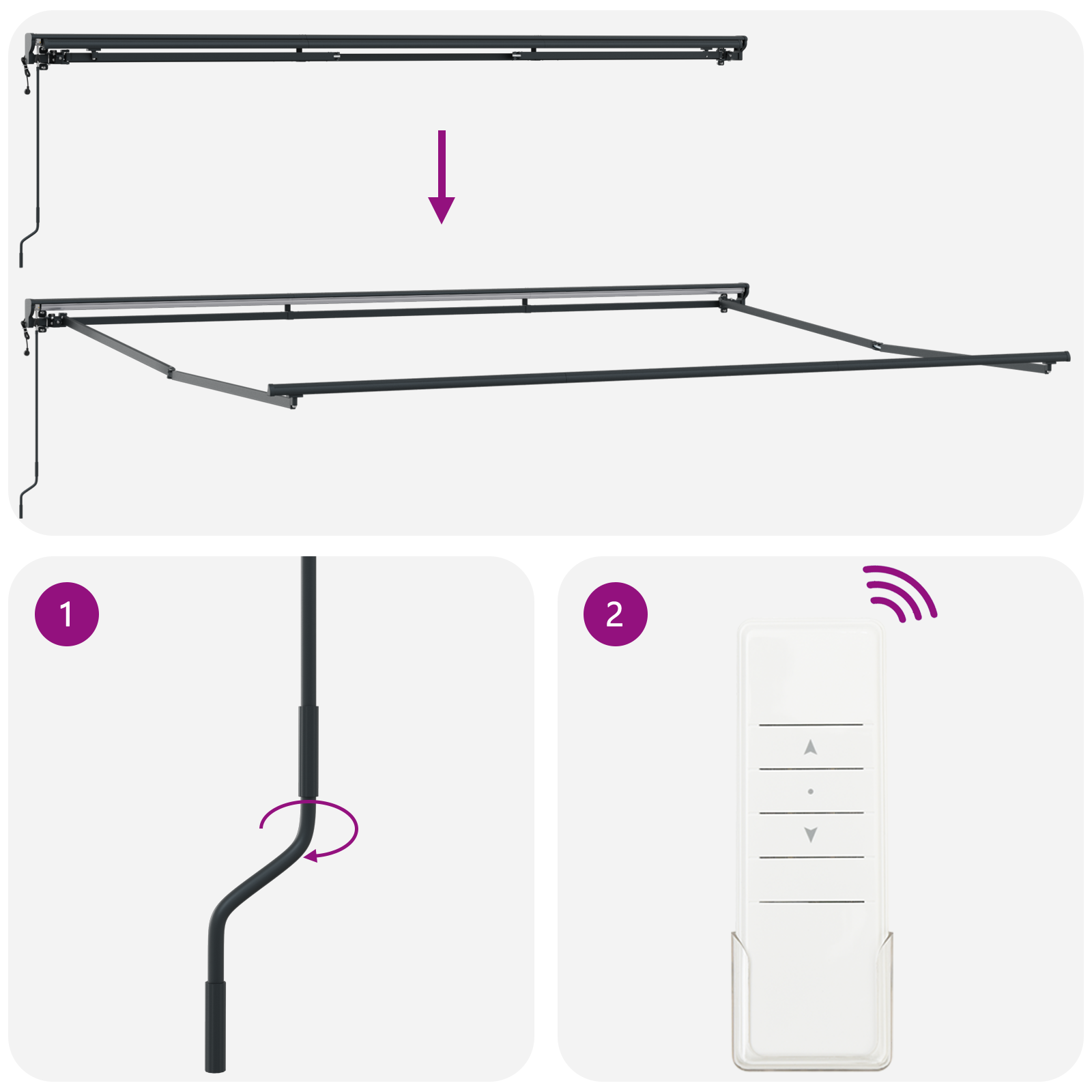 Cortina Retractabilă Manual Antracit Gri 450 × 300 cm GartenMobel Dekor