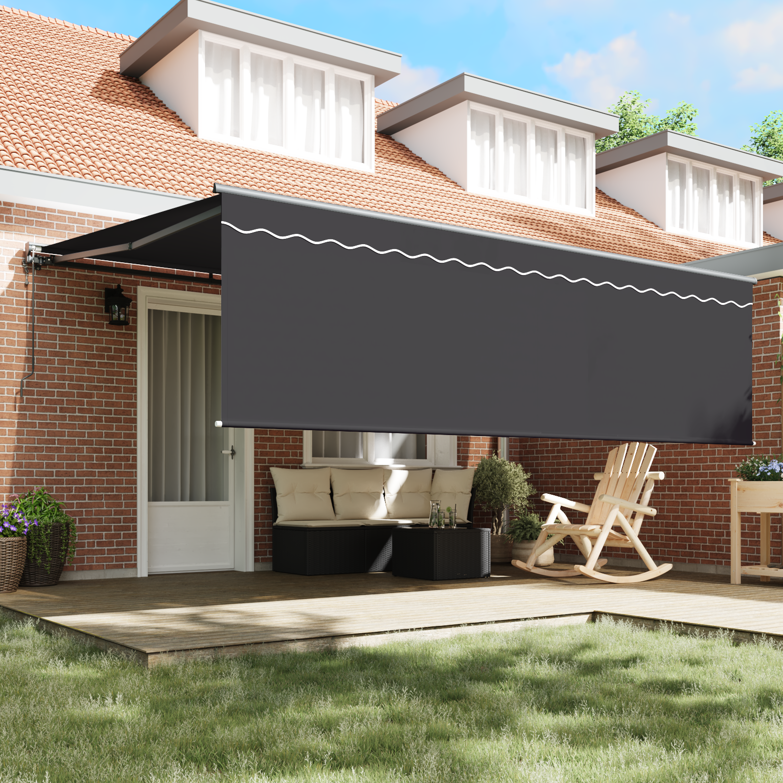 Cortina Retractabilă Manual Antracit Gri 450 × 300 cm GartenMobel Dekor