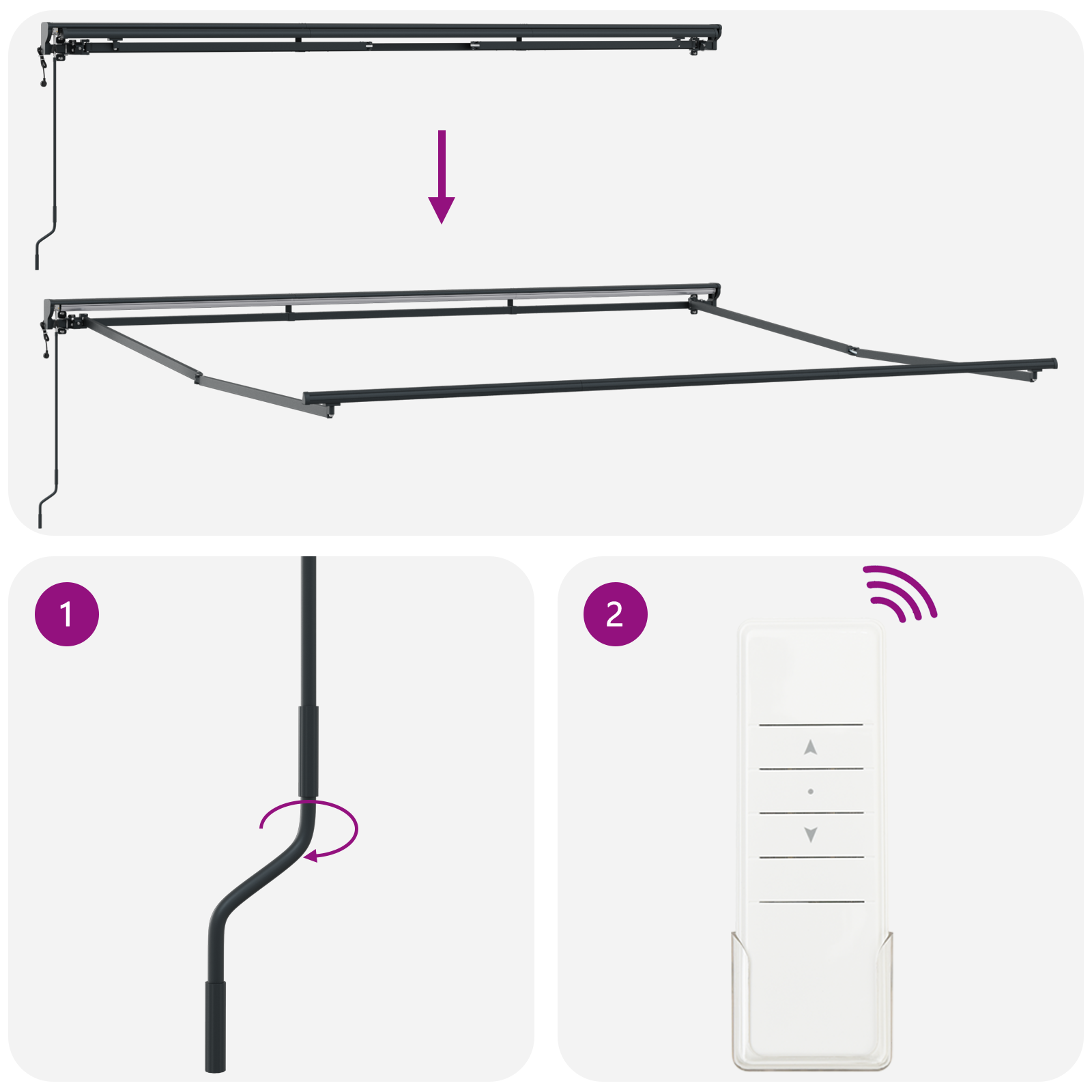 Cortina Retractabilă Manual Gri 400 × 300 cm Aluminiu, țesătură GartenMobel Dekor