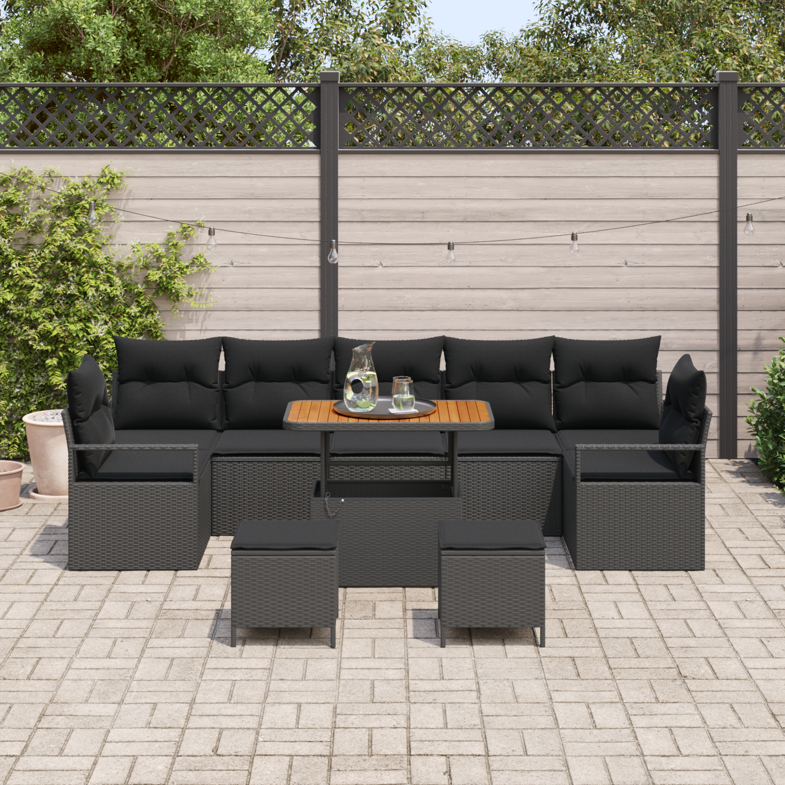 Set de canapele pentru grădină 10 pcs Negru Rattan poli GartenMobel Dekor