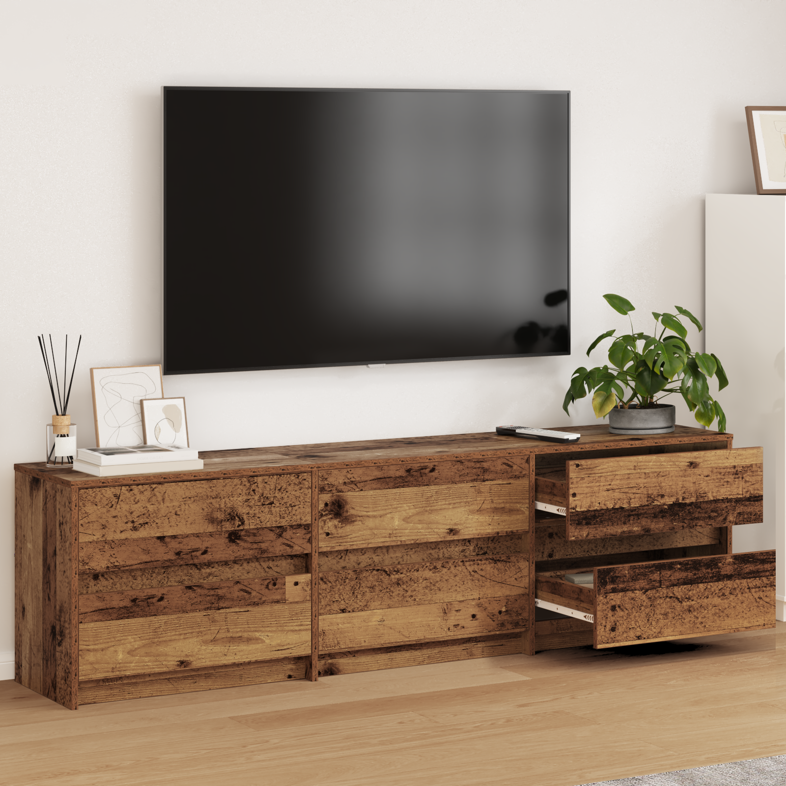 Cabinet TV Lemn vechi Lemn laminat și placaj din particule GartenMobel Dekor