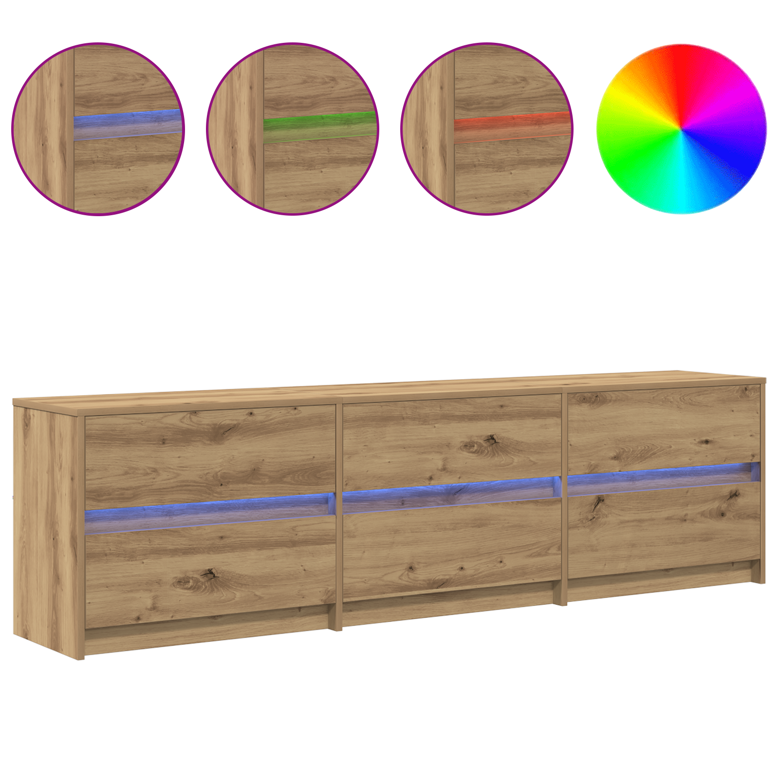 Cabinet TV cu lumini cu bandă LED cu sertar cu depozitare Maro 181 x 34 x 50 cm GartenMobel Dekor