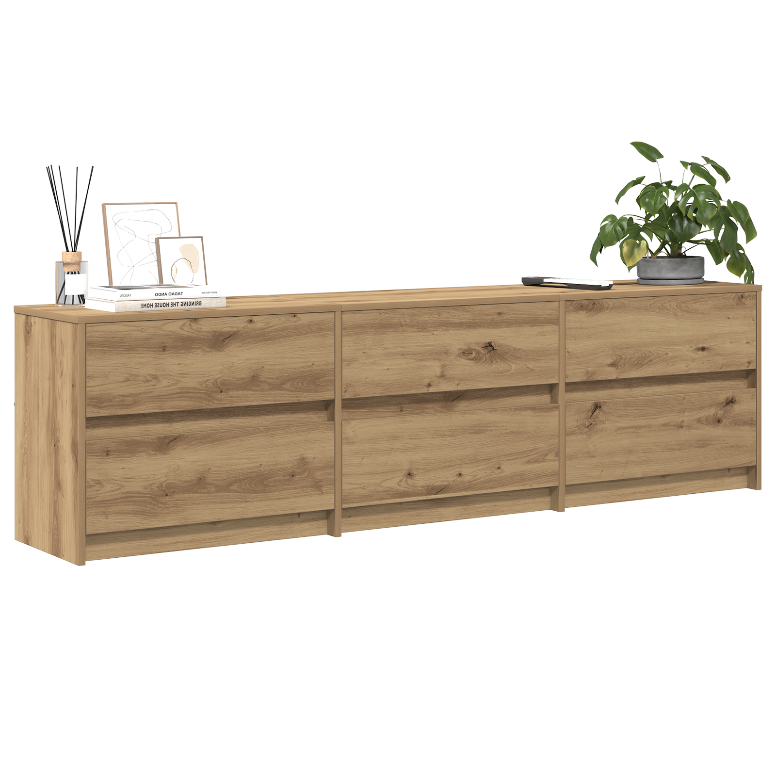 Cabinet TV cu lumini cu bandă LED cu sertar cu depozitare Maro 181 x 34 x 50 cm GartenMobel Dekor