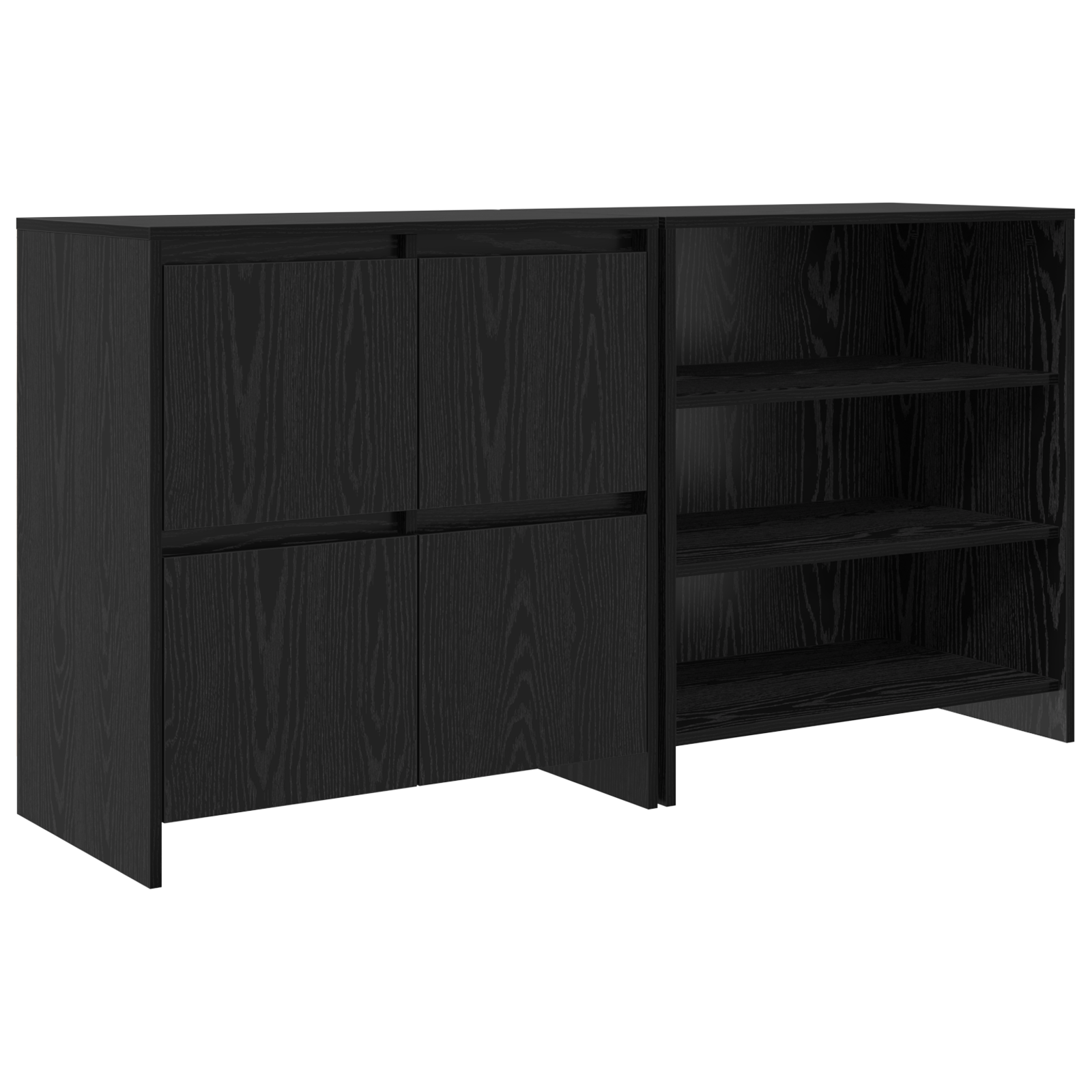 Bufet cu raft cu ușă 2 pcs Stejar negru 70 x 41 x 75 cm Lemn compozit GartenMobel Dekor