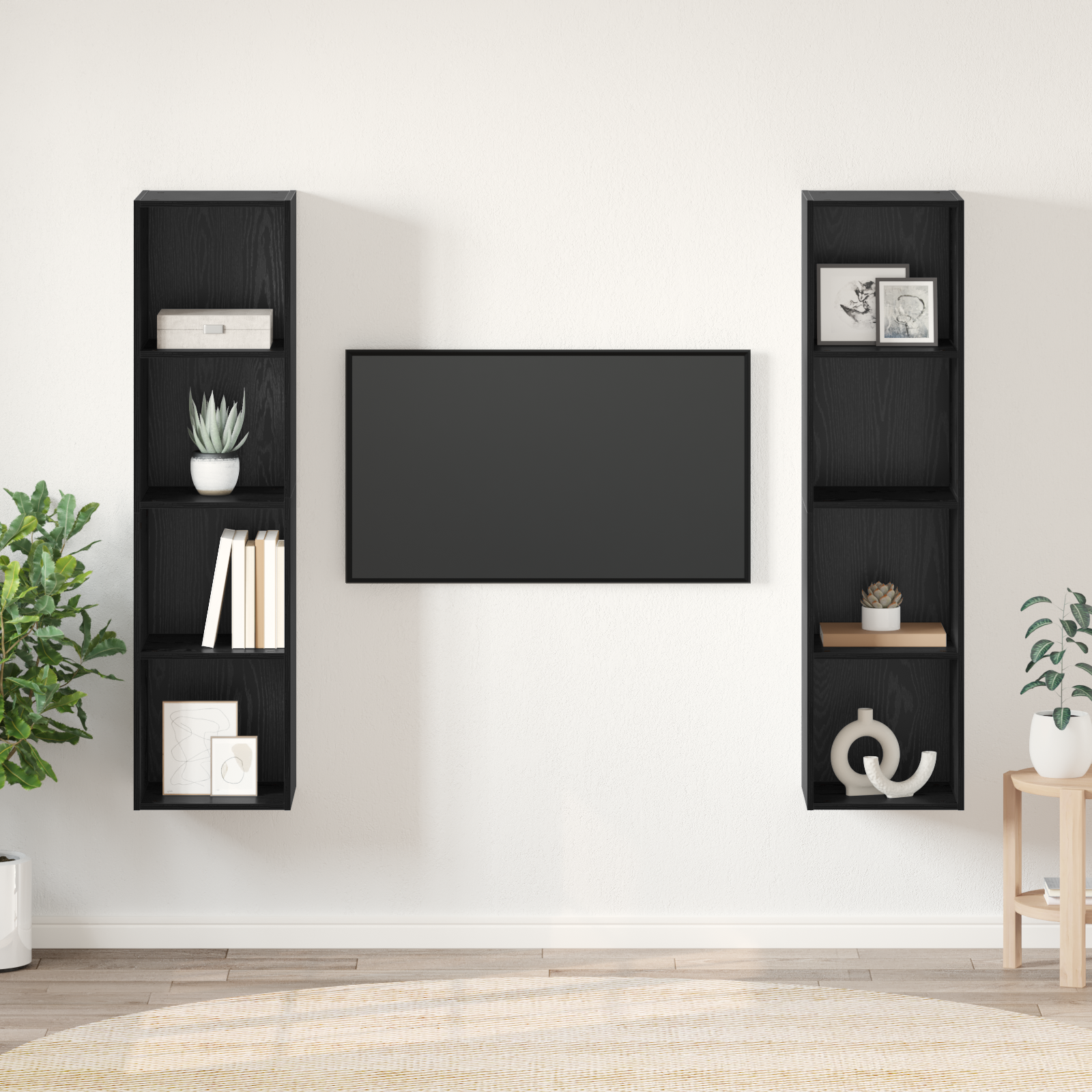 Set comodă TV 2 pcs Negru 37 x 37 x 142.5 cm Lemn compozit GartenMobel Dekor