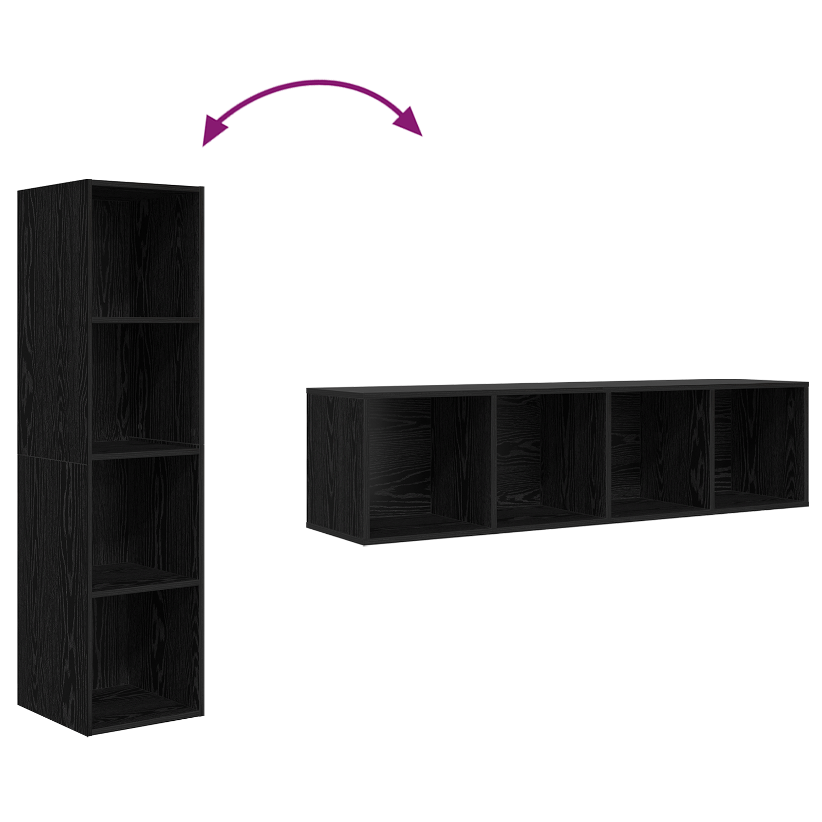Set comodă TV 2 pcs Negru 37 x 37 x 142.5 cm Lemn compozit GartenMobel Dekor