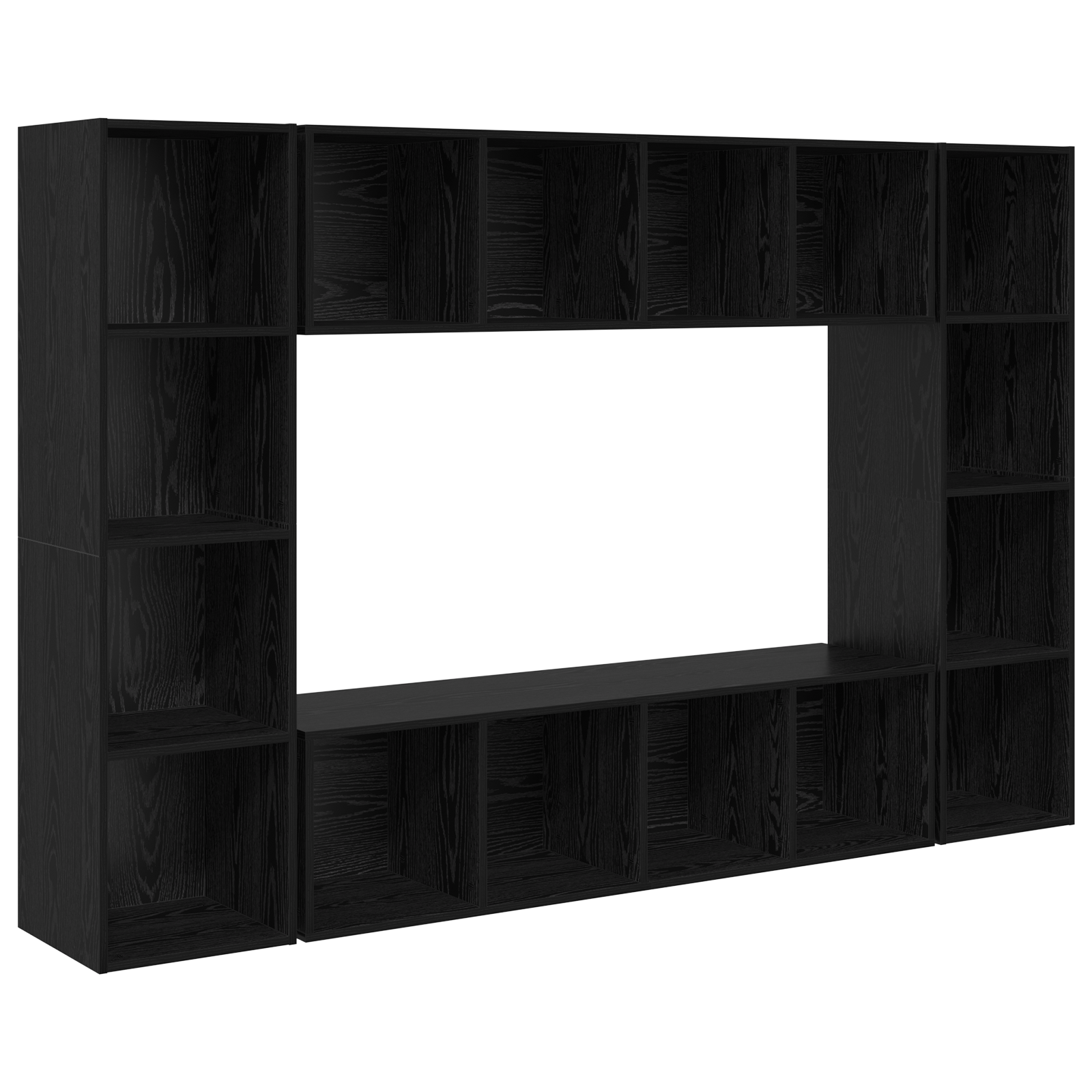 Set comodă TV 4 pcs Negru 37 x 37 x 142.5 cm Lemn compozit GartenMobel Dekor
