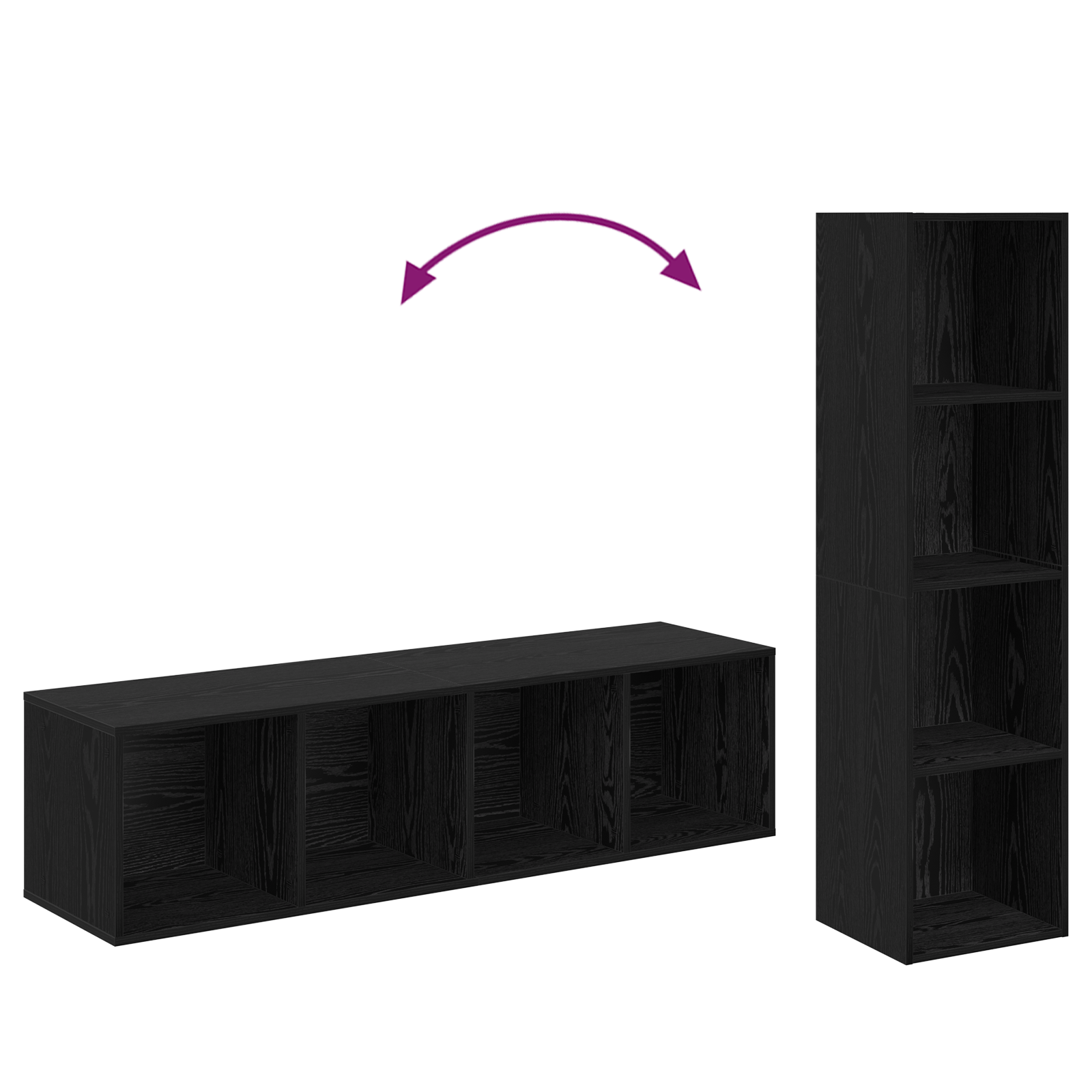 Set comodă TV 4 pcs Negru 37 x 37 x 142.5 cm Lemn compozit GartenMobel Dekor
