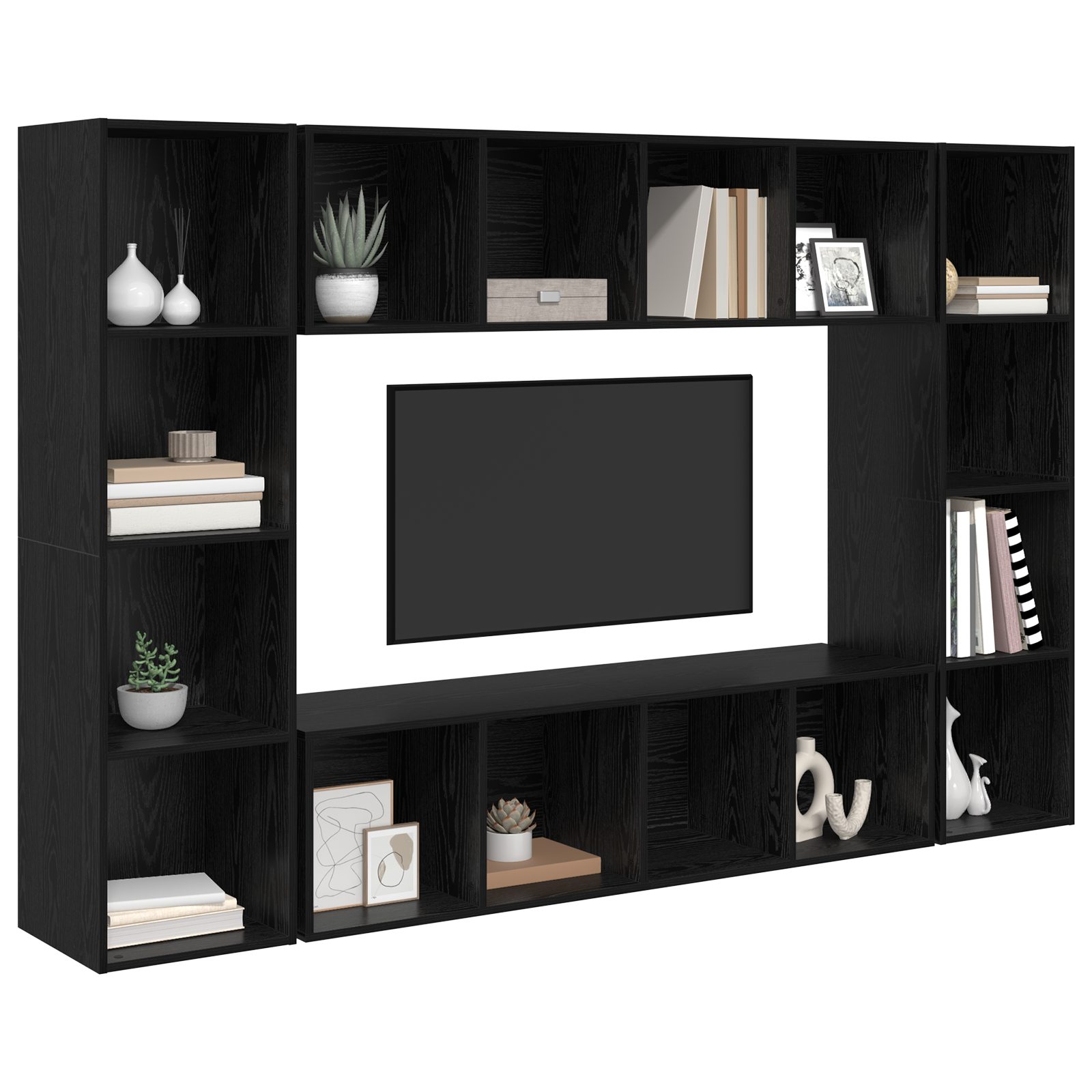 Set comodă TV 4 pcs Negru 37 x 37 x 142.5 cm Lemn compozit GartenMobel Dekor