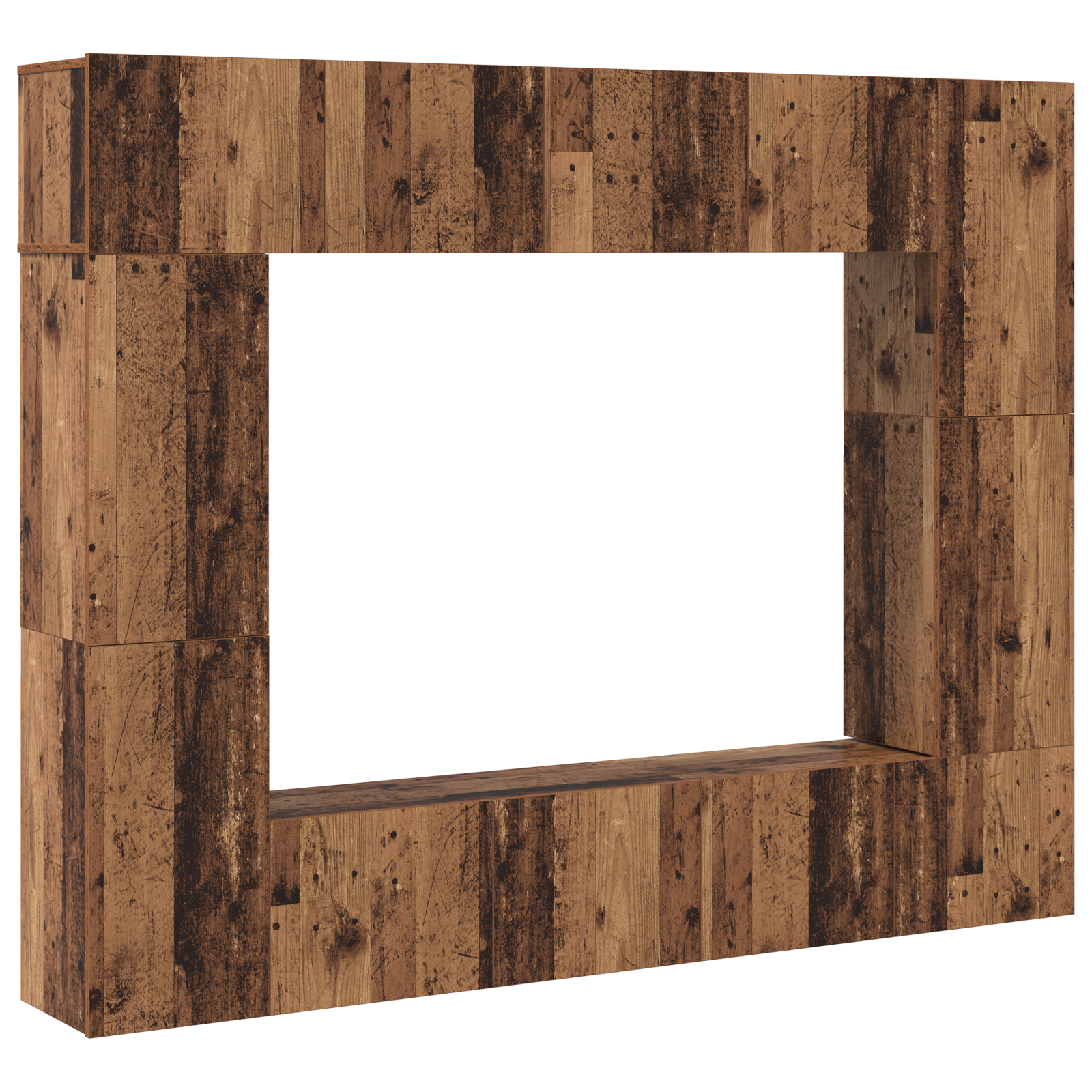 Set comodă TV 8 pcs Lemn vechi 80 x 30 x 30 cm Lemn compozit GartenMobel Dekor